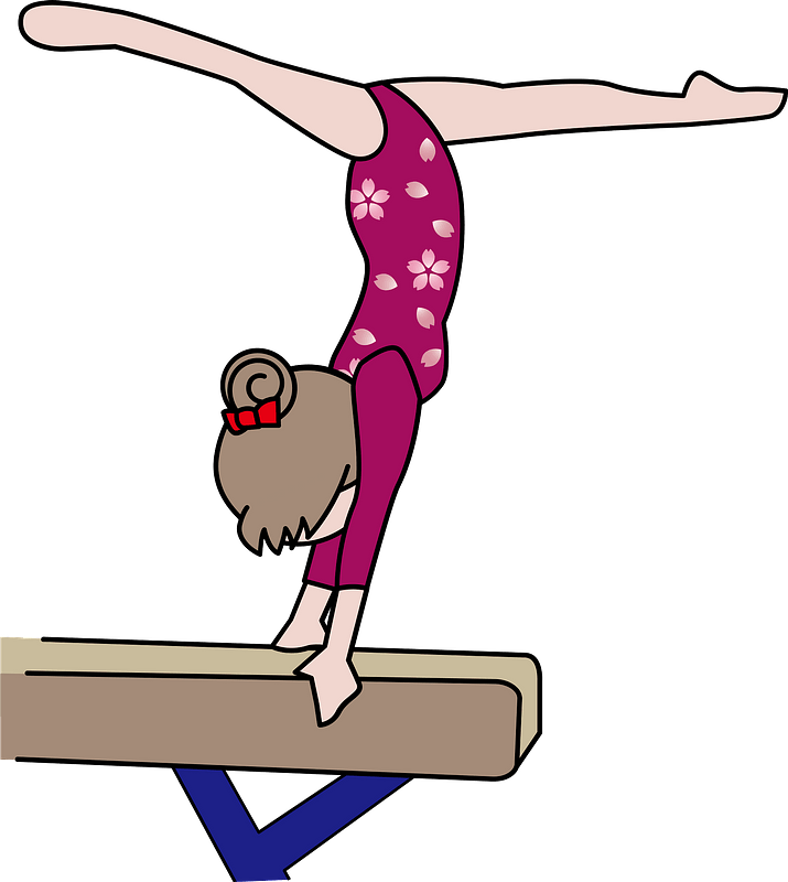 Gymnast Performing Balance Beam Routine PNG Image