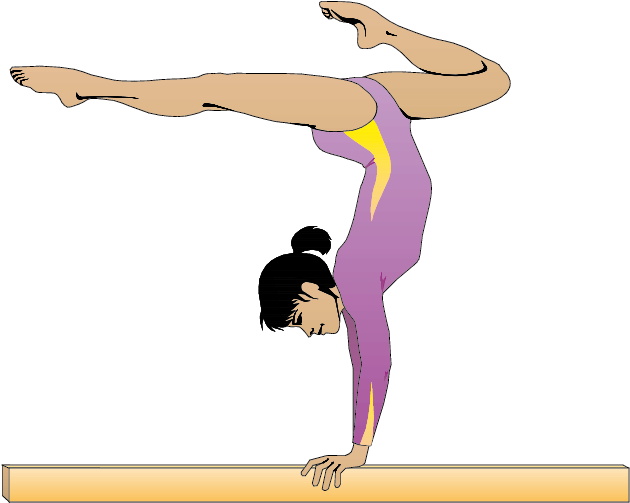 Gymnast Performing Balance Beam Skill PNG Image