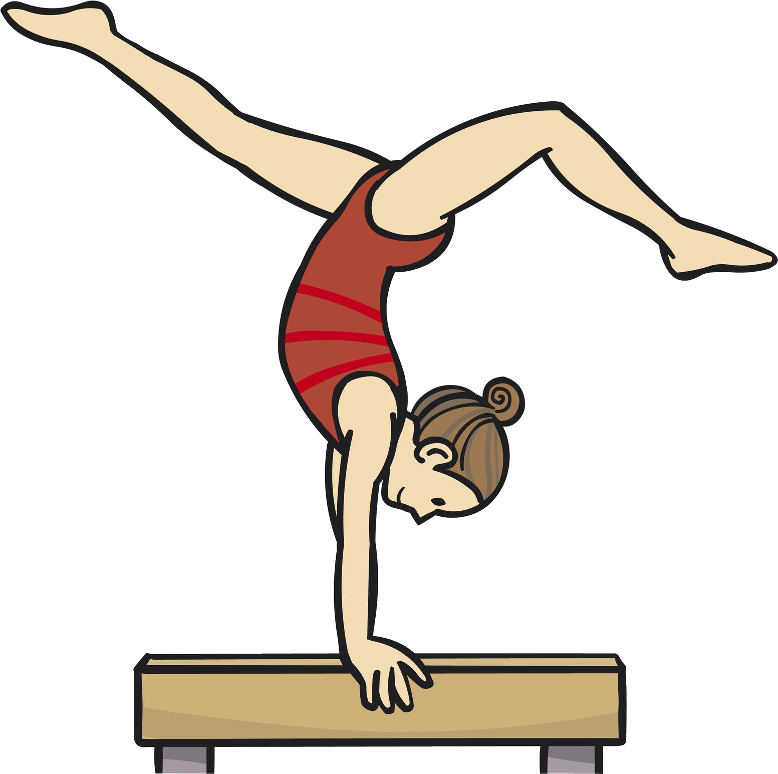 Gymnast Performing Balance Beam Skill PNG Image