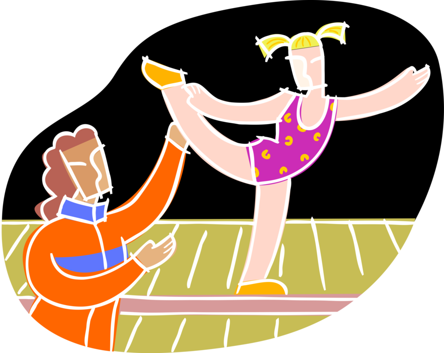 Gymnastics Coach Assisting Balance Beam PNG Image