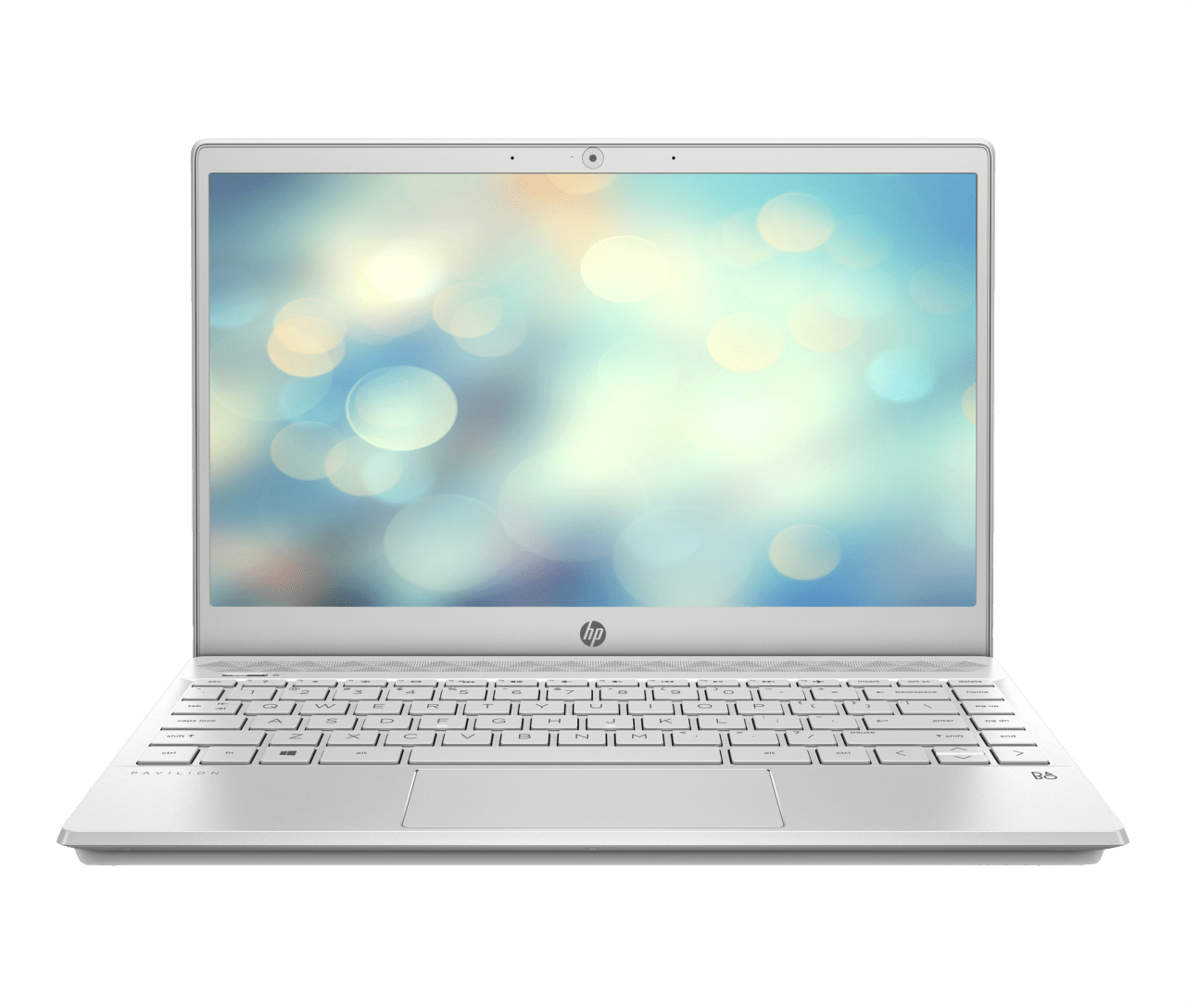 H P Laptop White Open Front View PNG Image