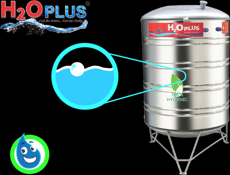 H2 O Plus Water Tank Advertisement PNG Image