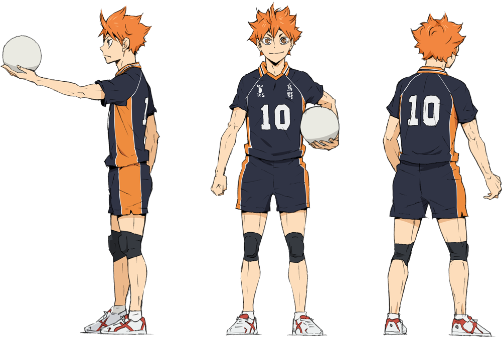 Haikyuu Character Number10 Triple Pose PNG Image