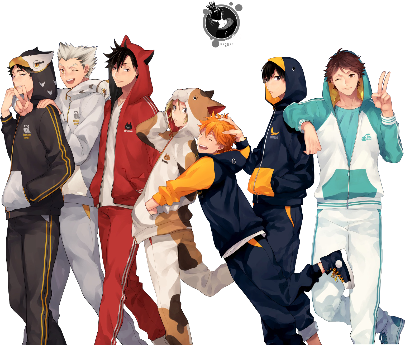 Haikyuu Characters Casual Outfits PNG Image