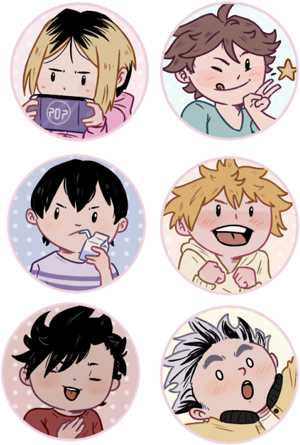 Haikyuu Characters Cute Chibi Expressions PNG Image