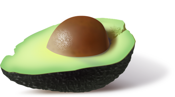 Half Avocadowith Piton Black Background PNG Image