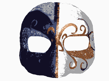 Half Blue Half White Masquerade Mask PNG Image