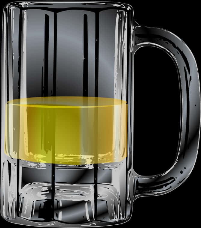 Half Empty Beer Mug Illustration PNG Image