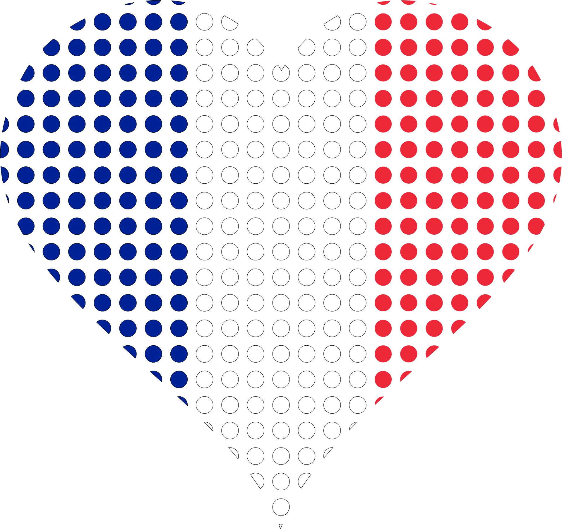 Halftone Heart Patriotic Colors PNG Image