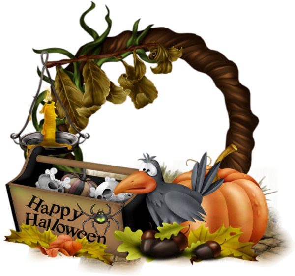 Halloween Cartoon Crowand Pumpkin PNG Image