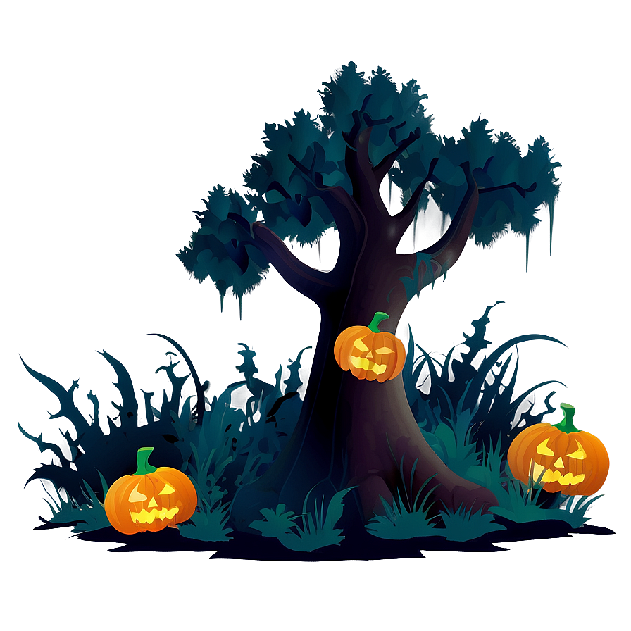 Halloween Cartoon Spooky Forest Png 06252024 PNG Image