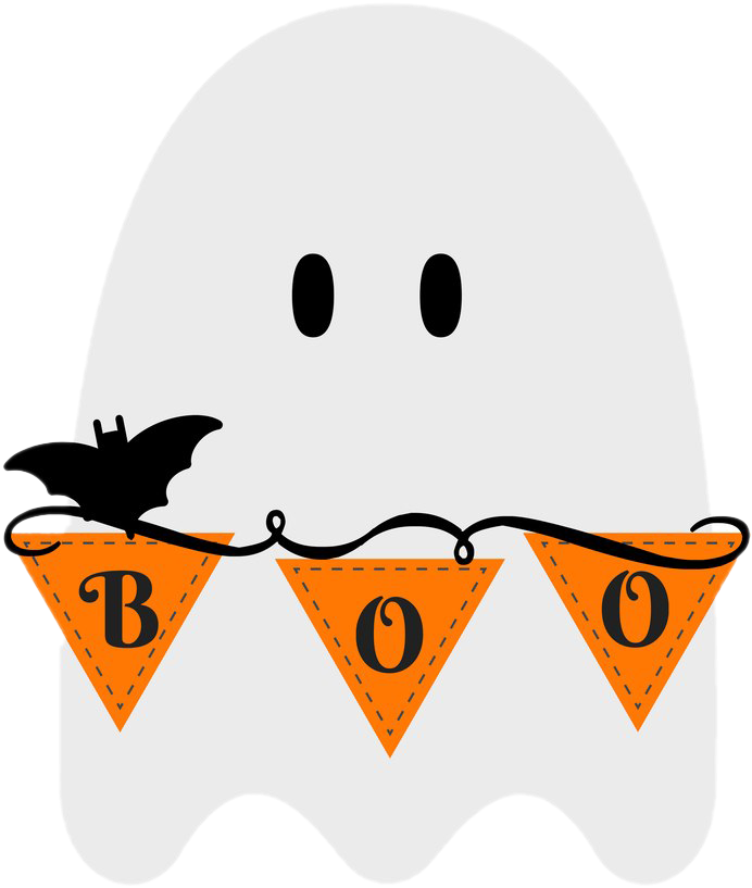 Halloween Ghost With Boo Banner PNG Image