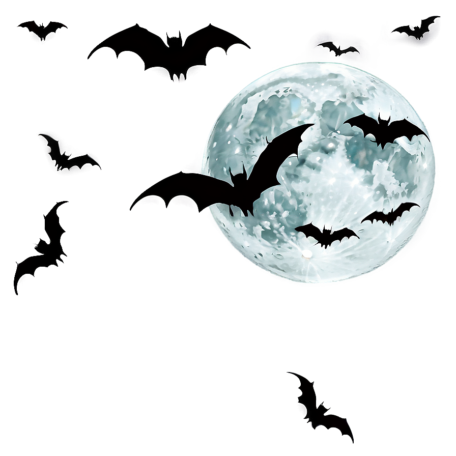 Halloween Moon And Bats Png Aqd PNG Image