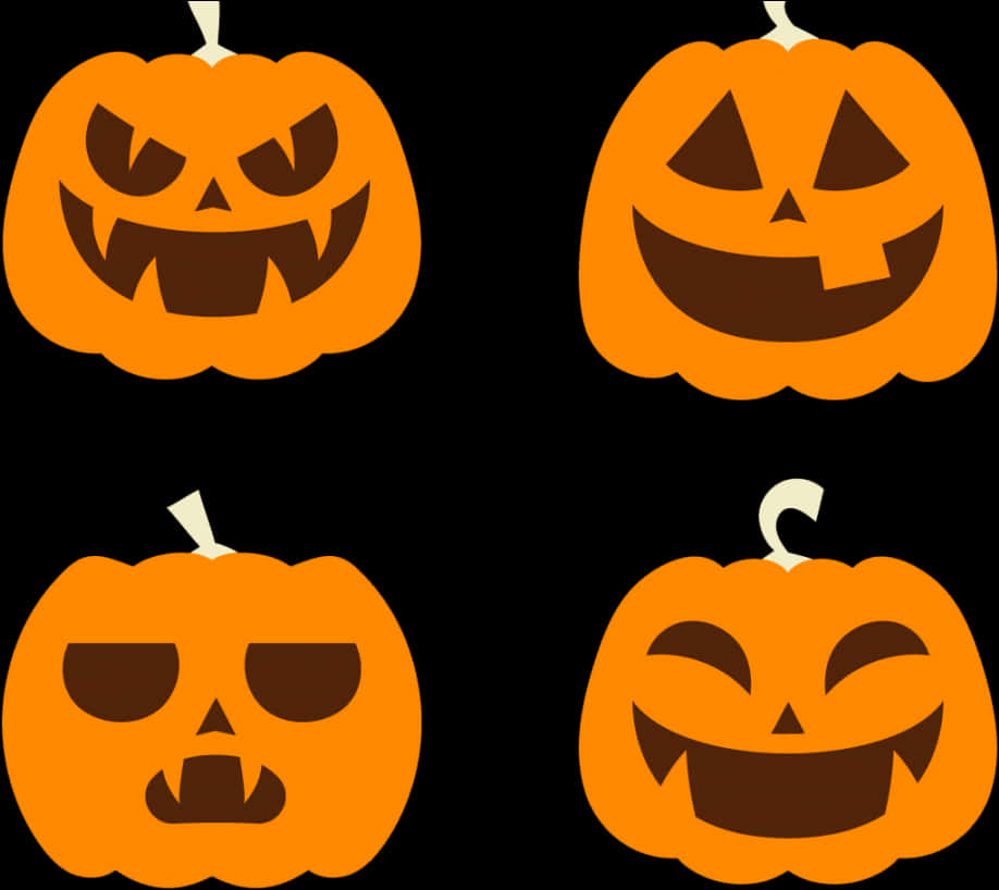 Halloween Pumpkin Faces Vector PNG Image