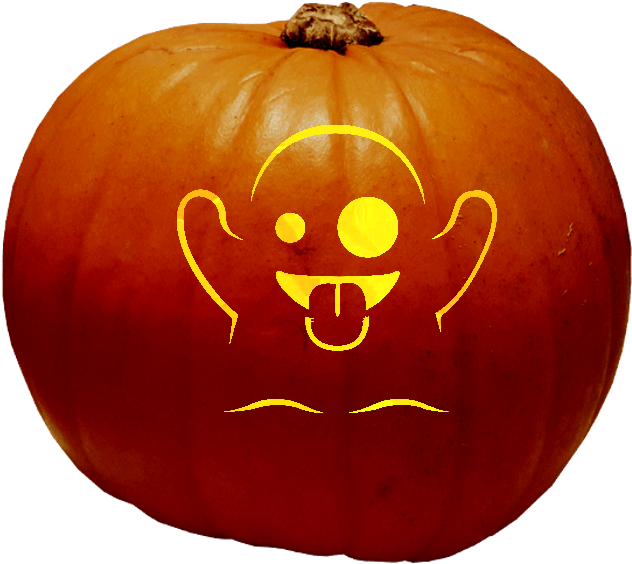 Halloween Pumpkin Ghost Face Carving PNG Image