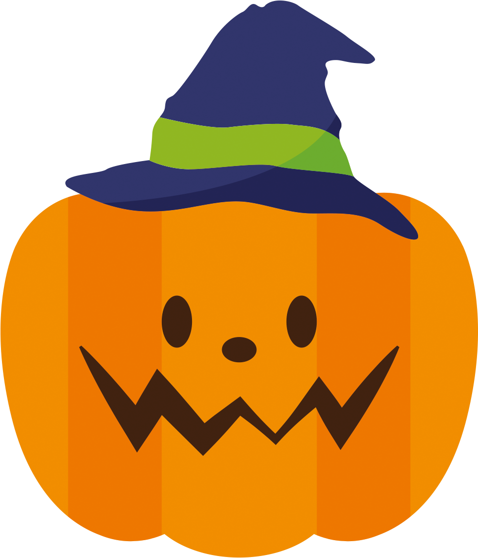 Halloween Pumpkin Witch Hat Vector PNG Image