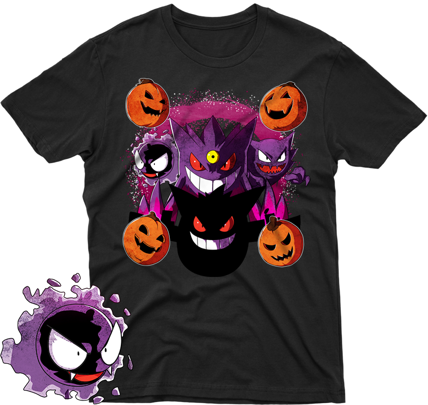 Halloween Themed Pokemon Tshirt Design PNG Image