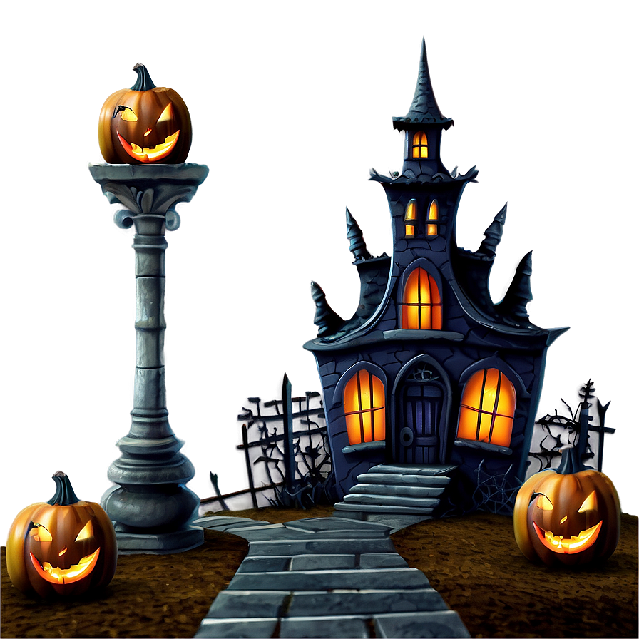 Halloween Town Scene Png 5 PNG Image