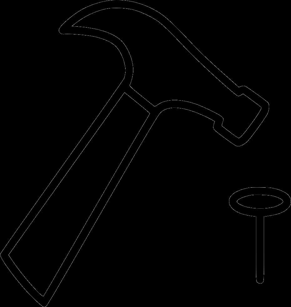 Hammerand Nail Outline PNG Image