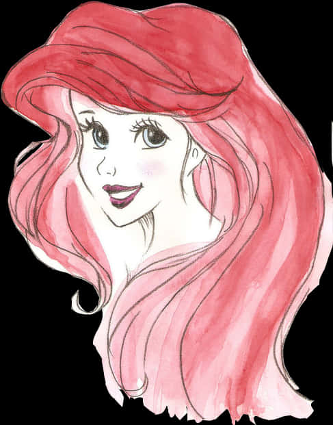 Hand Drawn Ariel Portrait PNG Image