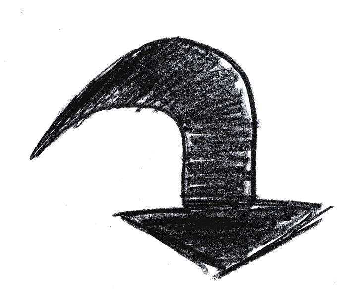 Hand Drawn Black Curved Arrow PNG Image