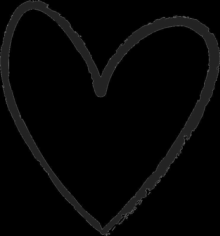 Hand Drawn Black Heart Outline PNG Image