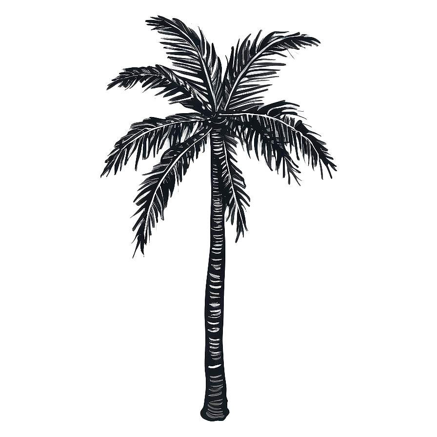 Hand Drawn Black Palm Tree Png Ofo PNG Image