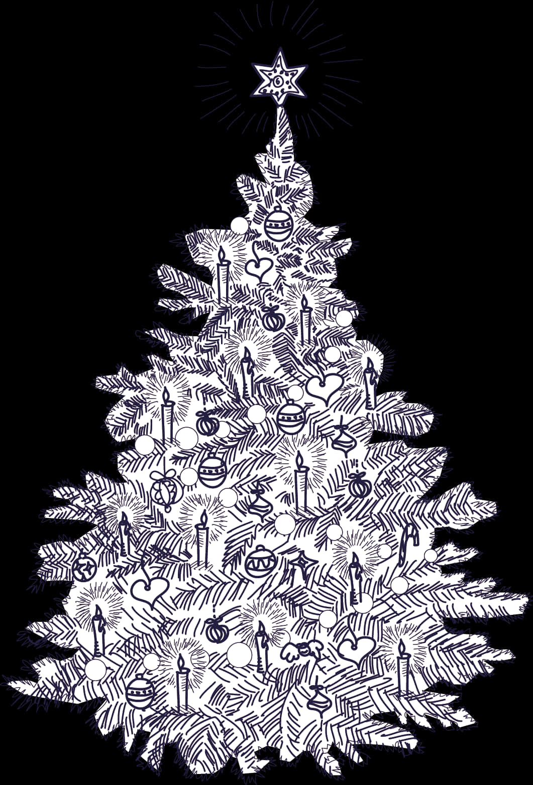 Hand Drawn Christmas Tree Illustration PNG Image