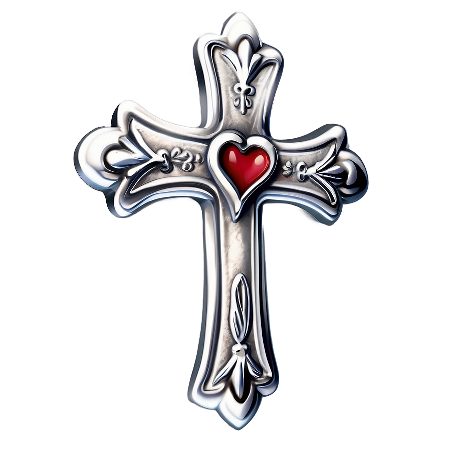 Hand-drawn Chrome Heart Cross Png 06132024 PNG Image