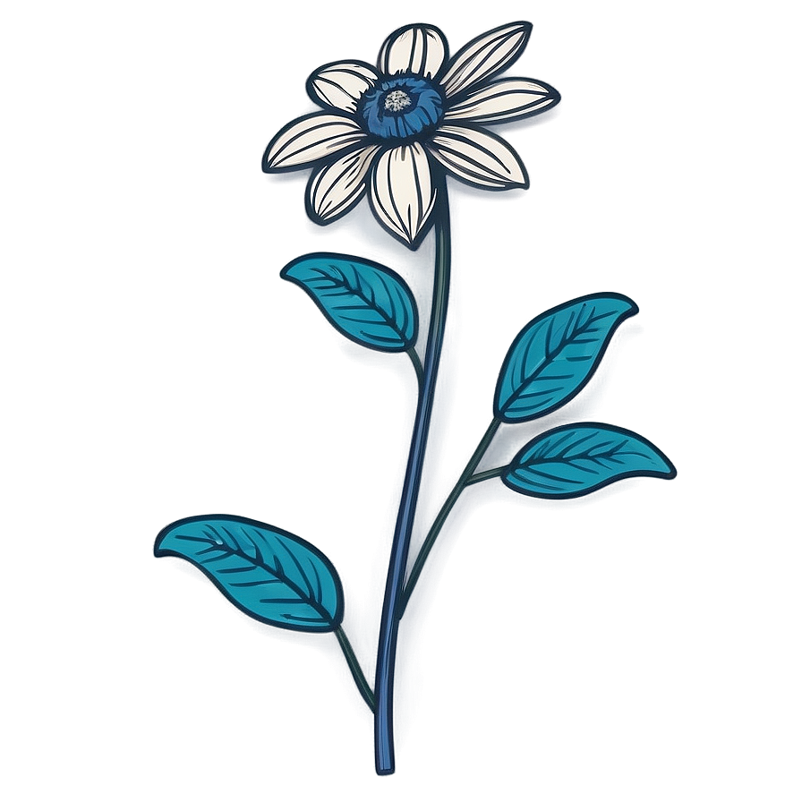 Hand-drawn Flower Outline Png Qva PNG Image