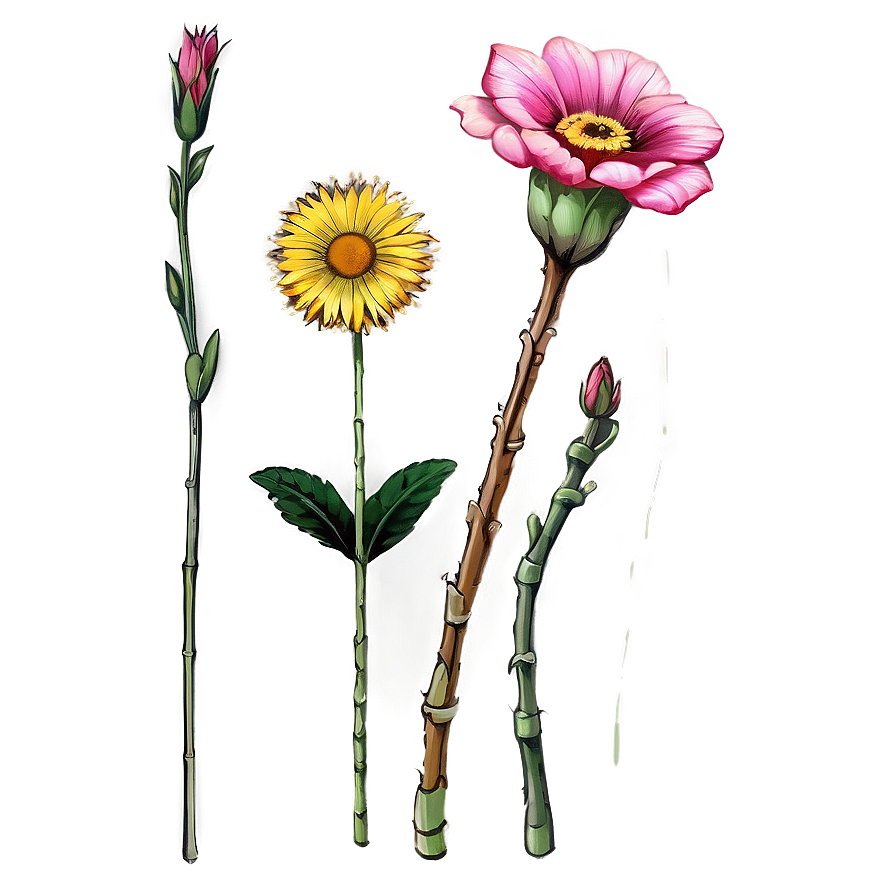 Hand Drawn Flower Stem Png Wmx84 PNG Image