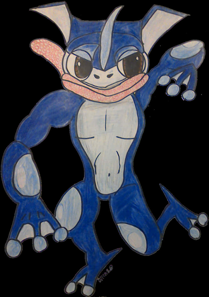 Hand Drawn Greninja Artwork PNG Image