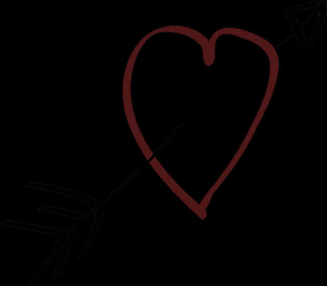 Hand Drawn Heartwith Arrow PNG Image