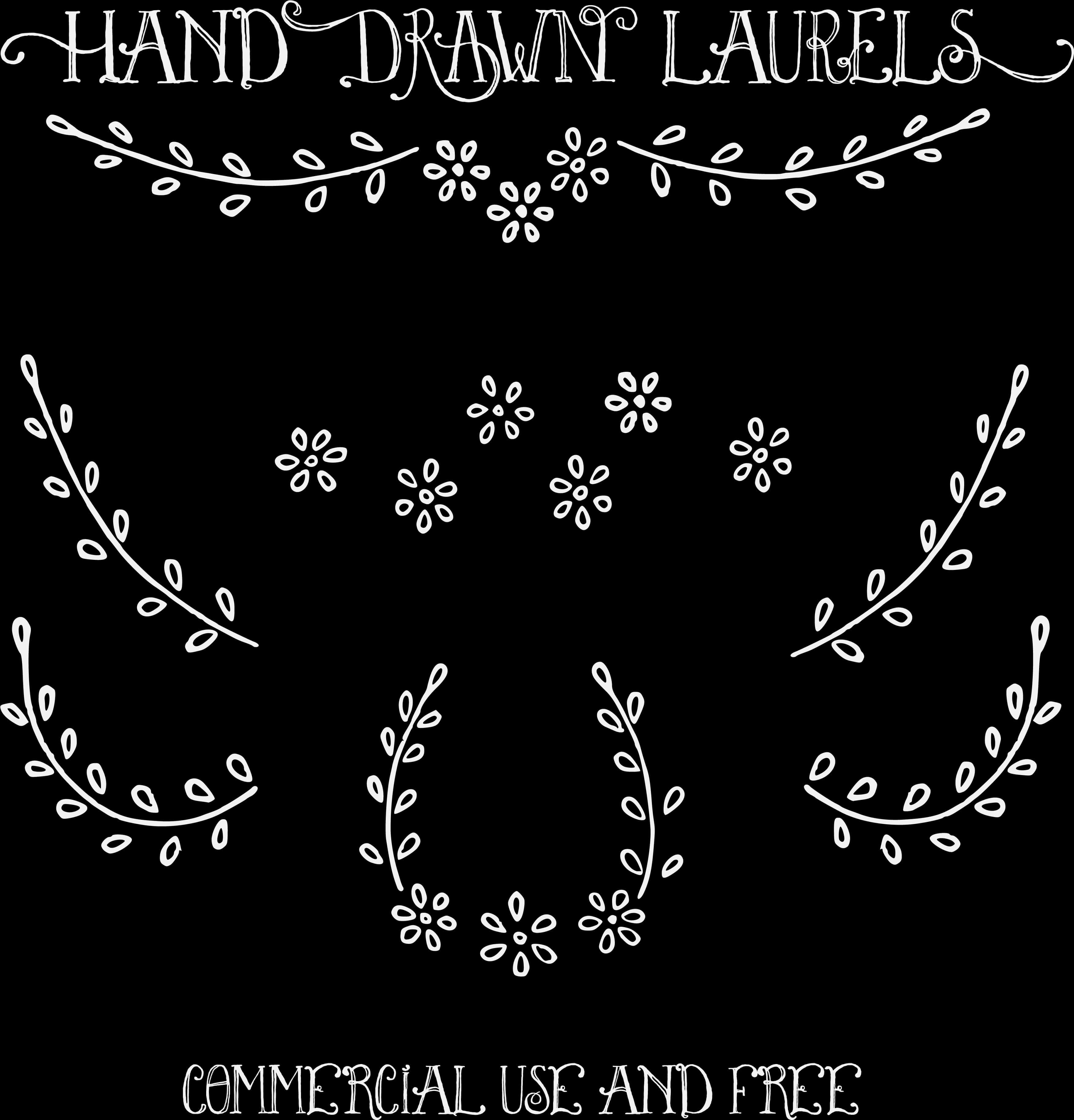 Hand Drawn Laurel Wreaths Vector PNG Image