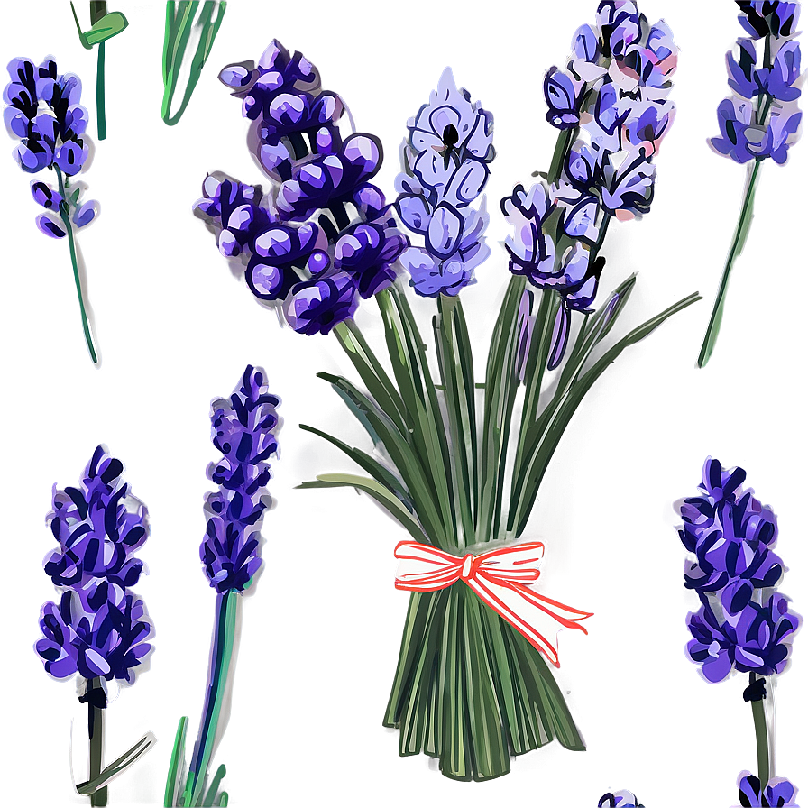 Hand Drawn Lavender Bouquet Png 05062024 PNG Image