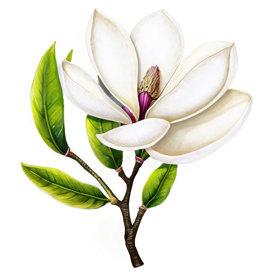 Hand-drawn Magnolia Flower Png 3 PNG Image