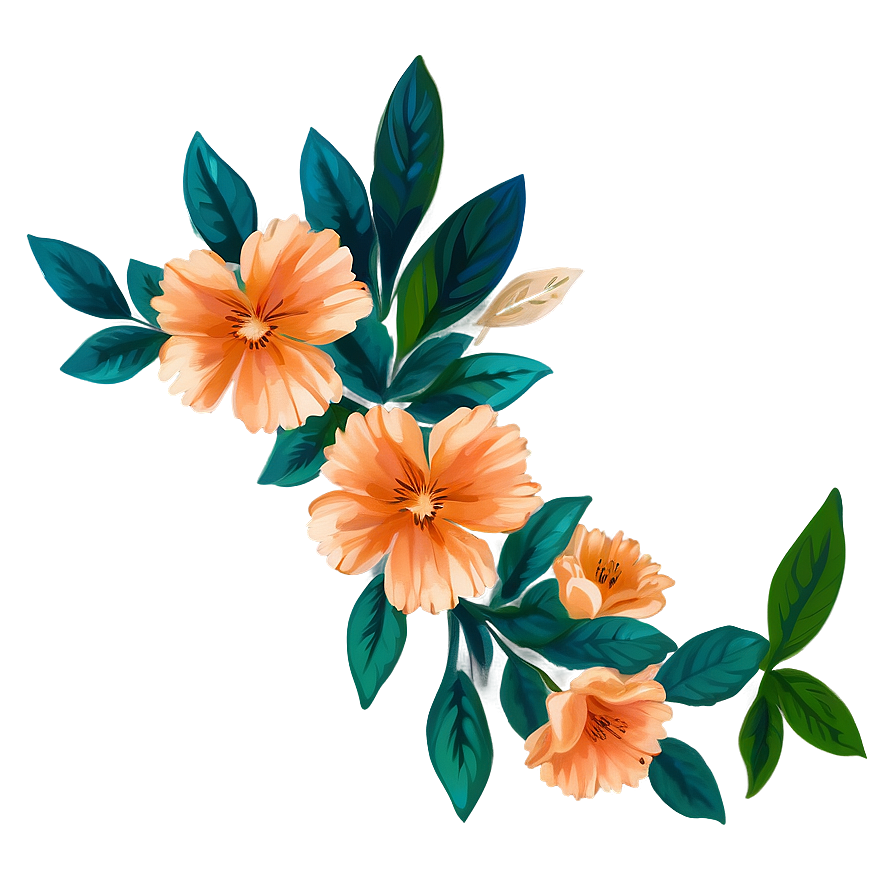 Hand-drawn Orange Floral Png Thc22 PNG Image