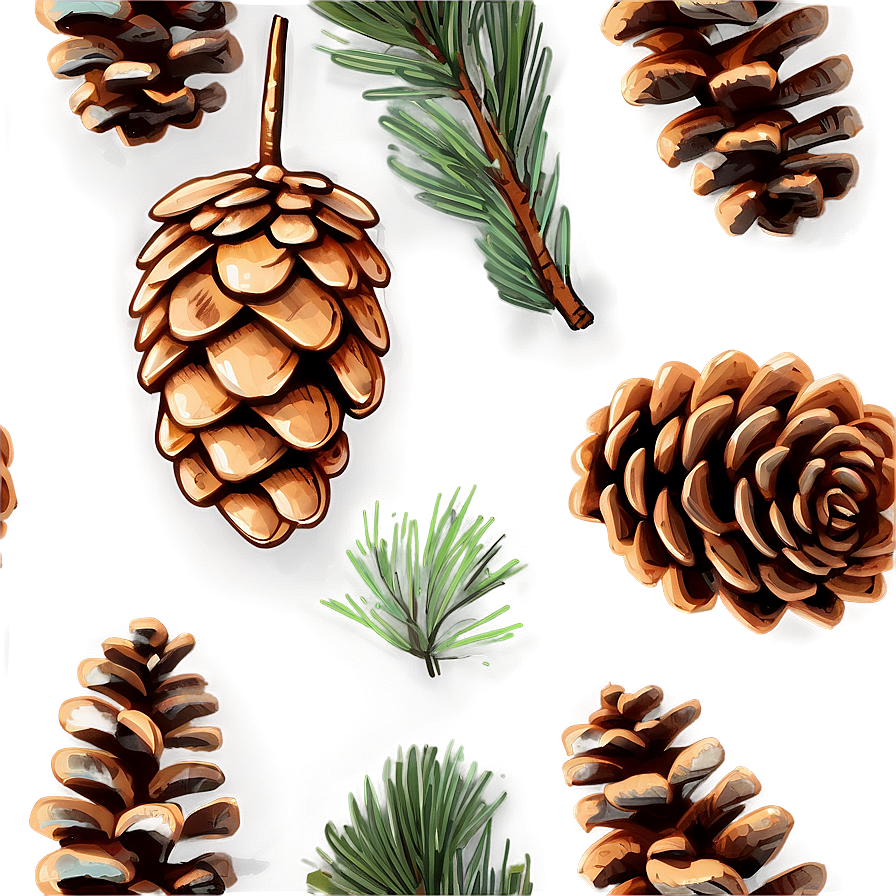 Hand Drawn Pine Cone Png 12 PNG Image