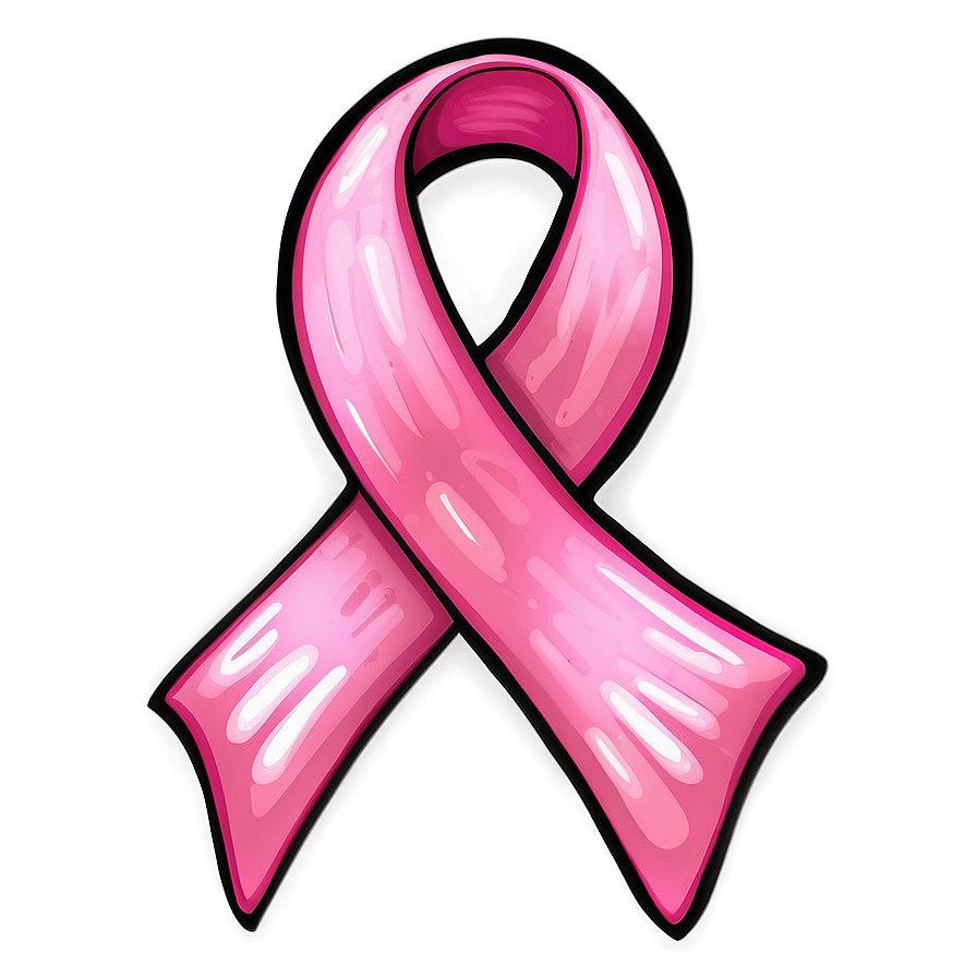 Hand Drawn Pink Ribbon Png Bnw87 PNG Image