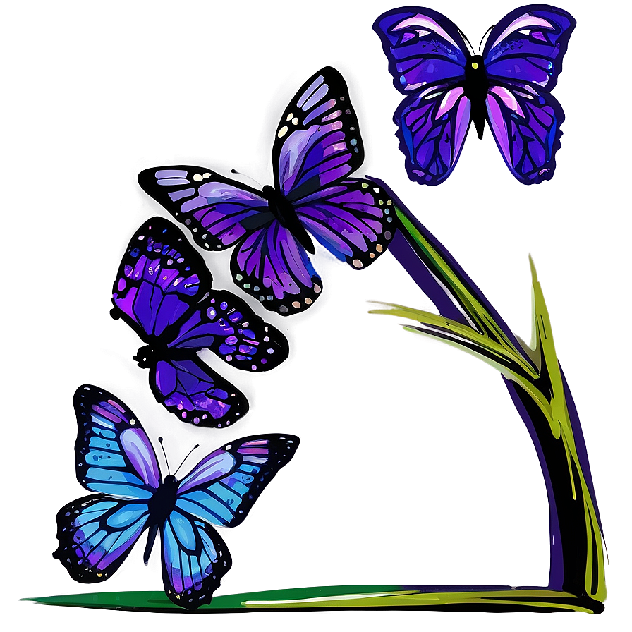 Hand Drawn Purple Butterfly Png Lva24 PNG Image