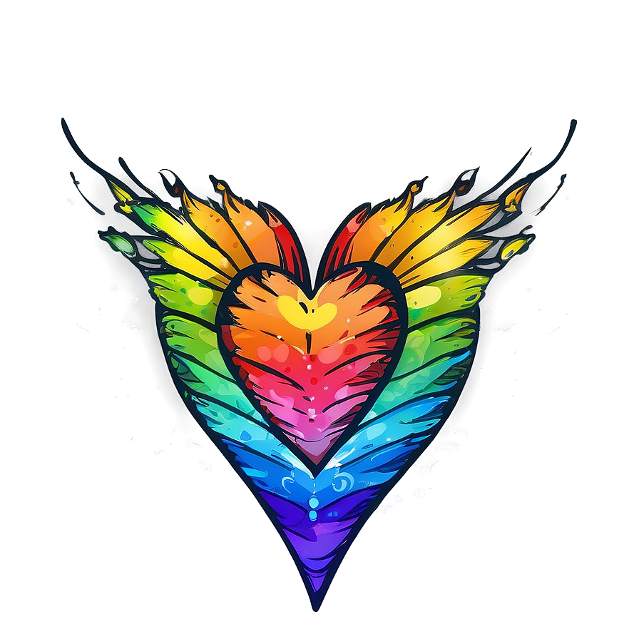 Hand Drawn Rainbow Heart Png 79 PNG Image