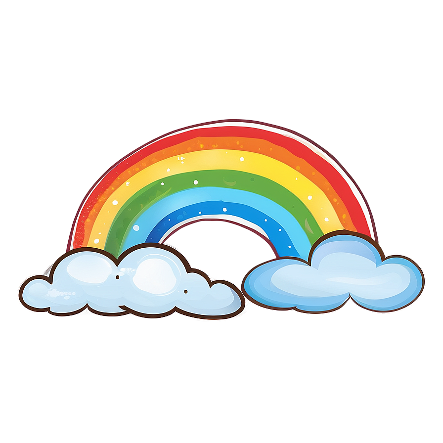 Hand Drawn Rainbow With Clouds Png 06282024 PNG Image