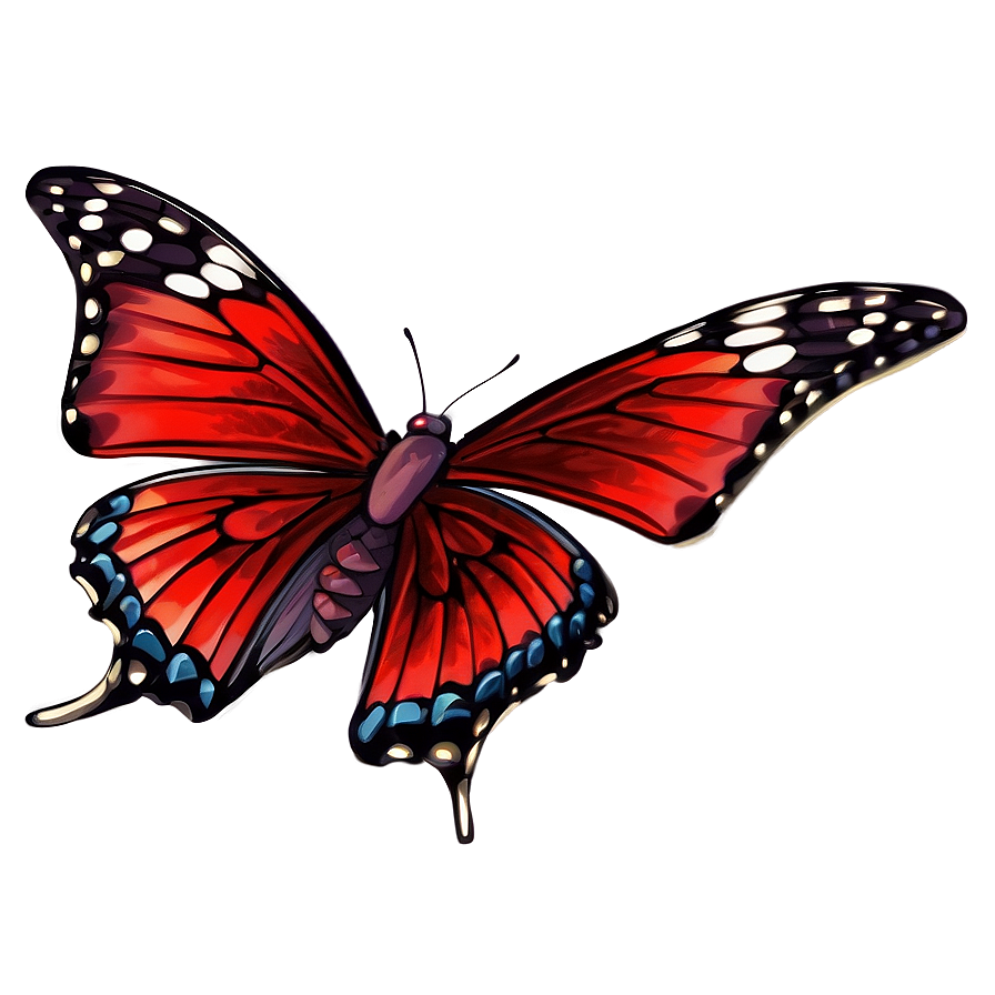 Hand Drawn Red Butterfly Png 06122024 PNG Image