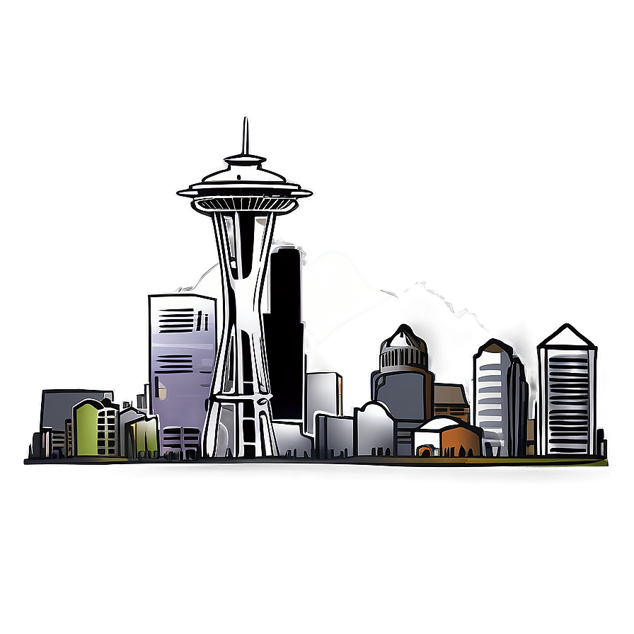 Hand-drawn Seattle Skyline Png 06252024 PNG Image