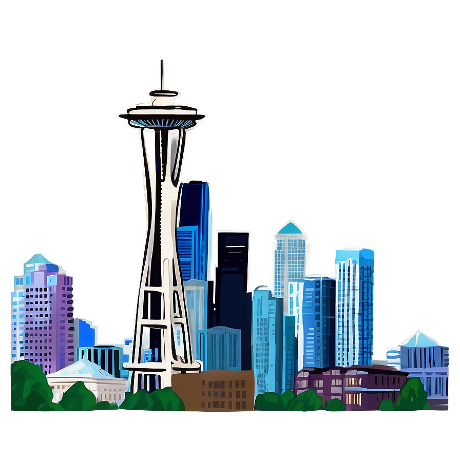 Hand-drawn Seattle Skyline Png 82 PNG Image