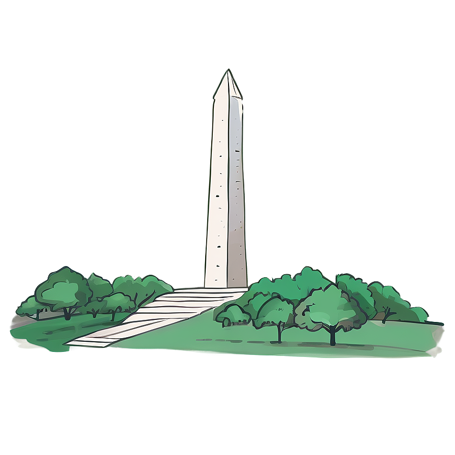 Hand Drawn Washington Monument Illustration Png Xkx1 PNG Image