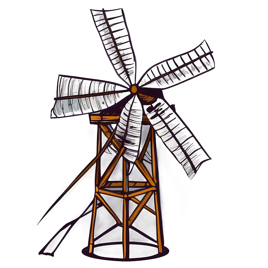 Hand Drawn Windmill Sketch Png 05242024 PNG Image