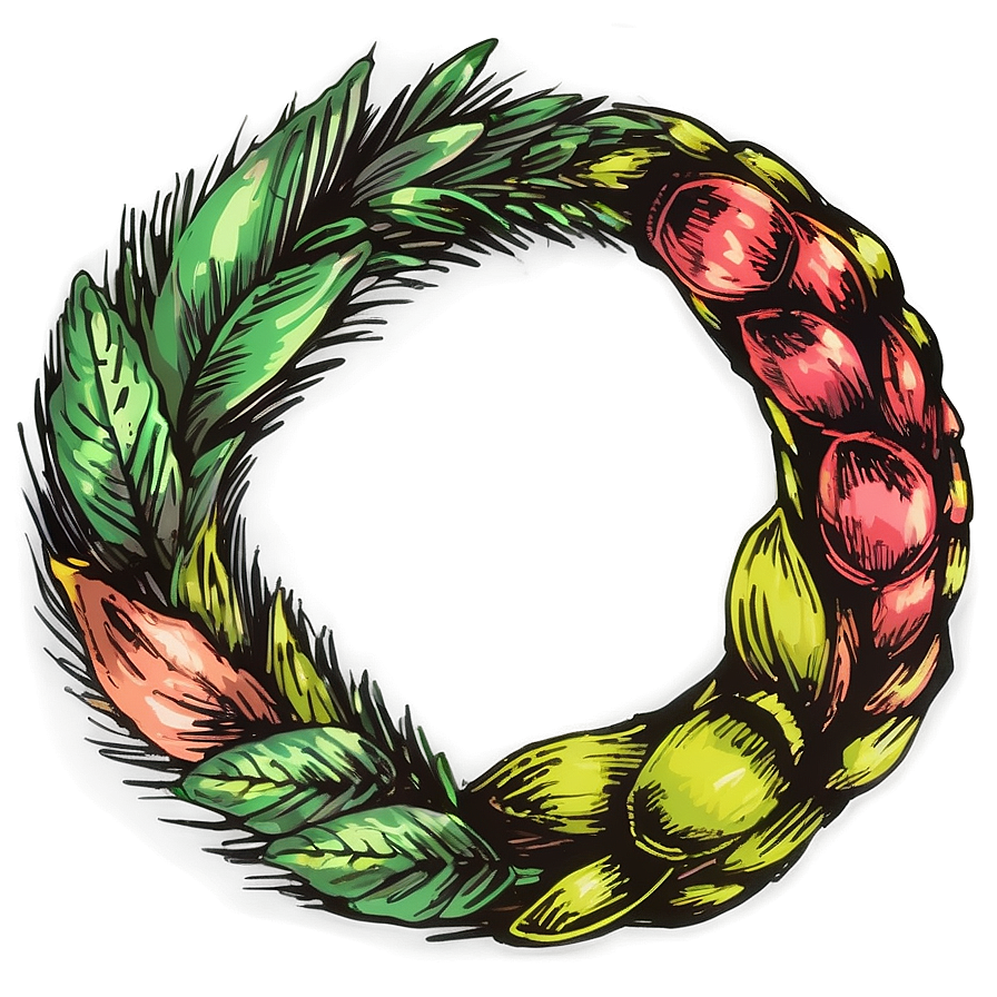 Hand Drawn Wreath Collection Png 10 PNG Image