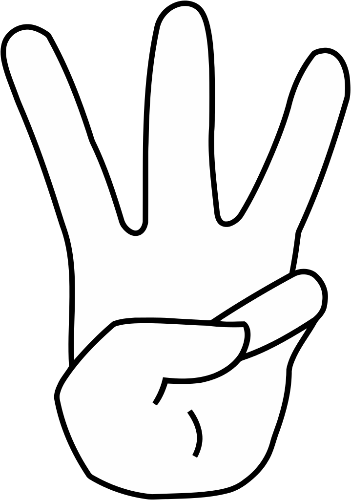 Hand Gesture Number Three Illustration PNG Image