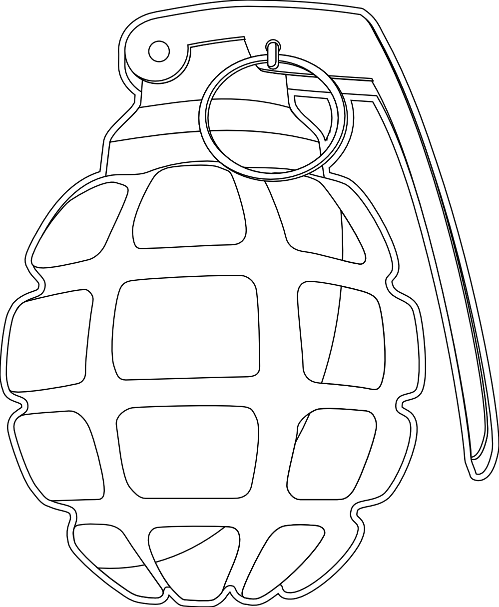 Hand Grenade Outline Drawing PNG Image